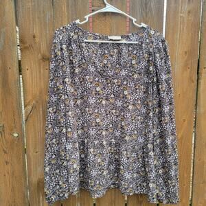 Loft Outlet Women's Floral Top - Size XL - Gray